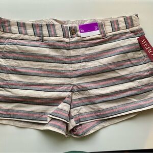 Merona Women's Striped Shorts - Gray and Pink. NWT Size 12